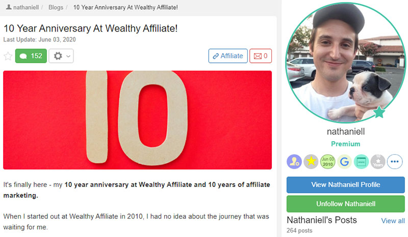 Wealthy Affiliate Reviews - 10 Year Anniversary - Nathaniell