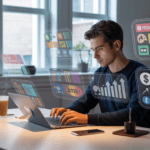 Making money online in 2026 concept with laptop, digital marketing analytics, and growth chart